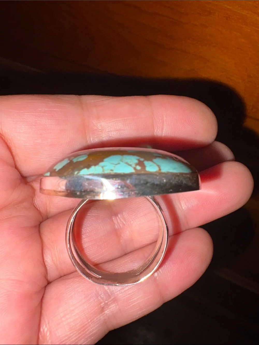 Turquoise and Brown Matrix Statement Sterling Ring - Men’s Jewelry